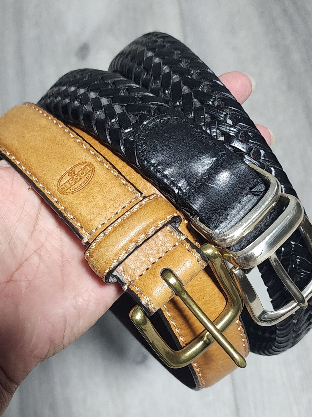 Vintage Fossil Leather Womens Belt Duo Size 38'